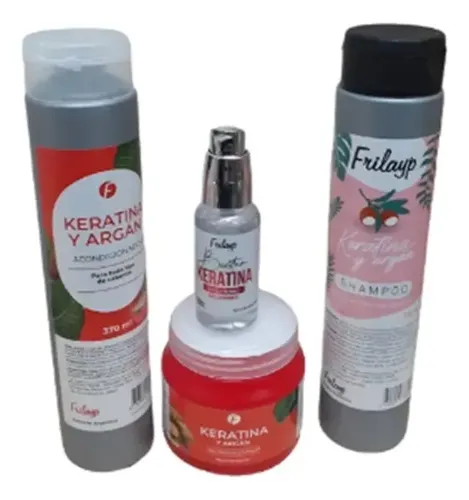 Frilayp Kit Keratina Y Argan Shampoo Acond Baño Y Serum