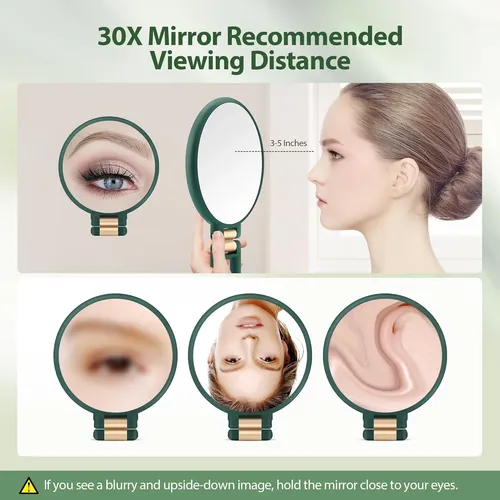 Y Espejo De Mano Maquillaje Viaje Doble Cara Con Aumento Y