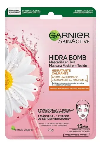 Mascarilla Calmante En Tela Hidra Bomb Garnier Skin Active 1 Tipo de piel Sensible