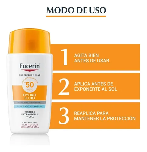 Protector Solar Eucerin Sun Hydro Fluid Fps50+ X 50 Ml