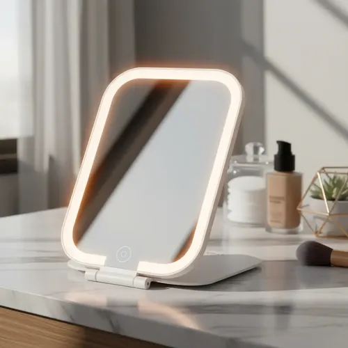 Espejo De Maquillaje Led Tactil 3 Modos Recargable Blanco