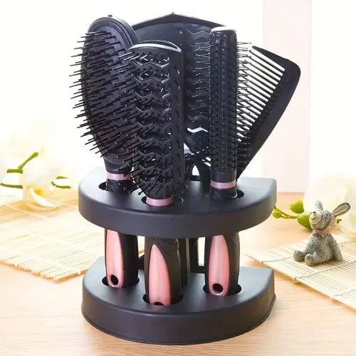 Kit 5 Cepillos Y Peines Para Cabello Con Base