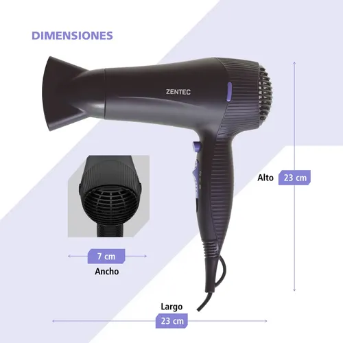 Secador Pelo Zentec Essential SPZ-506 Negro 2000W Aire Frío Boquilla