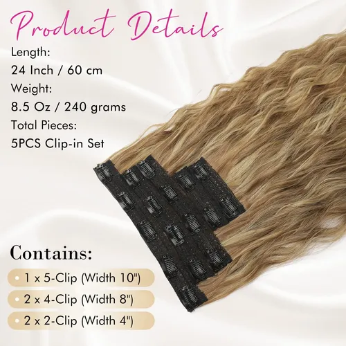 Extensiones Cabello Clip 5 Piezas 60 Cm Marron Claro