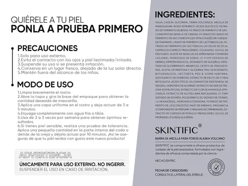 Mascarilla En Barra Skintific Alaska Volcano 40 G Todo Tipo De Piel