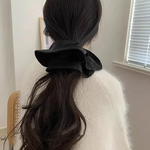 Elegantes Anillos De Satén Para El Pelo Negros Grandes, Anil