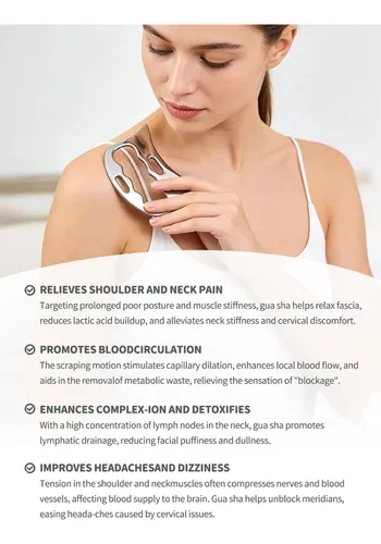Set Masajeador Gua Sha Acero 2 En 1 Con Funda Negra