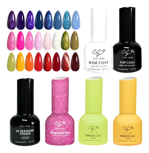 Kit Esmaltes Semipermanentes City Girl Gel Color Uñas Uv Led