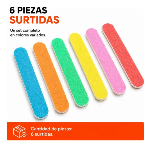 Set X 6 Limas Ultra Fina Para Manicuria Varios Colores