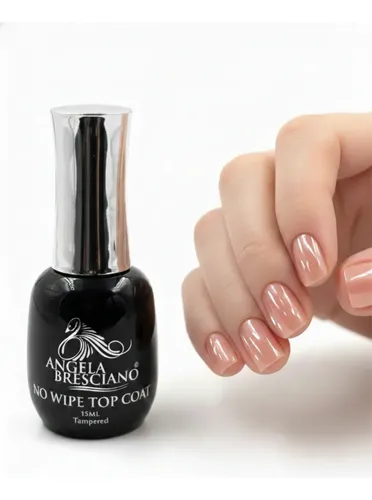 Top Coat Tempered Angela Bresciano 15ml No Wipe Brillo Real