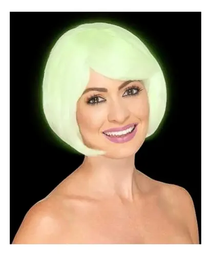 Peluca Corta Carré Glow Brilla En Oscuridad Cotillon Look