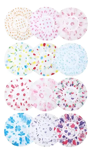 Gorro De Baño Elástico Impermeable Reutilizable De 12 Piezas 12 Types