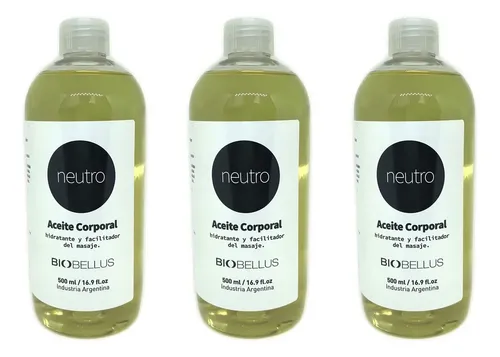3 Aceites Para Masajes – Neutro – Biobellus 500ml Fragancia Neutra