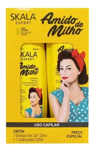 Skala Amido De Milho Shampoo Acondicionador Vegano Cabello