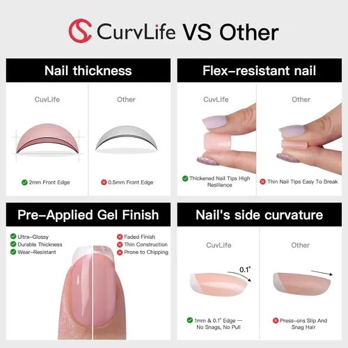 Uñas De Gel Curvlife Apressadas Oval Con Diseño Honey