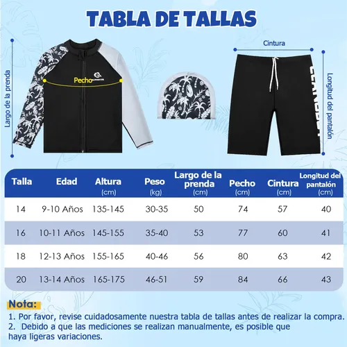 Kit Trajes De Baño Para Niños Gorro De Natación 9-14 Años