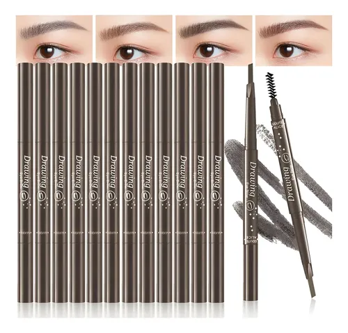 Set De 12 Lápices De Cejas 2 En 1 Mooglamor Marrón Oscuro