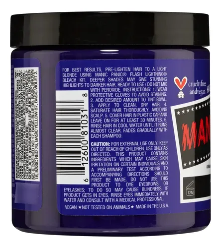 Tinte Para El Cabello Manic Panic Ultra Violet, Semipermanen