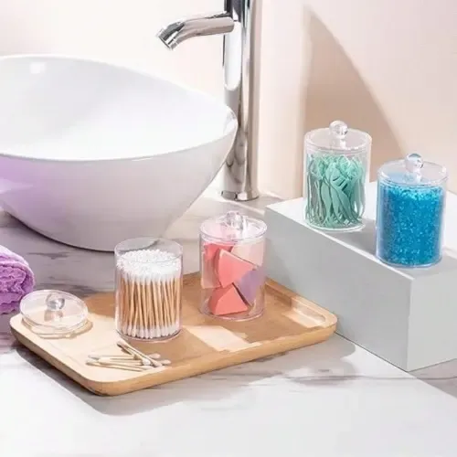 ~ Set Of 4 Makeup Organizers With Lids, For