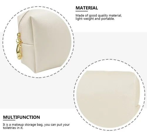 1pc White Pu Makeup Bag Lightweight Travel Cosmetics Pouch