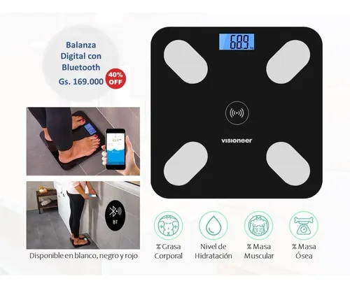 Bascula Corporal Bluetooth Con Sensores De Bioimpedancia