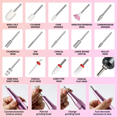 Lima Uñas Sg707 35000rpm Recargable Portátil Kit Uñas