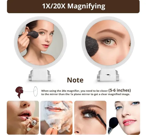 20x Magnification Folding Double-sided Mirror With Light