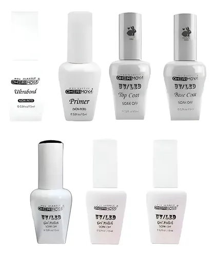 Kit Ultrabond Primer Base Top Negro Blanco Rojo Cherimoya