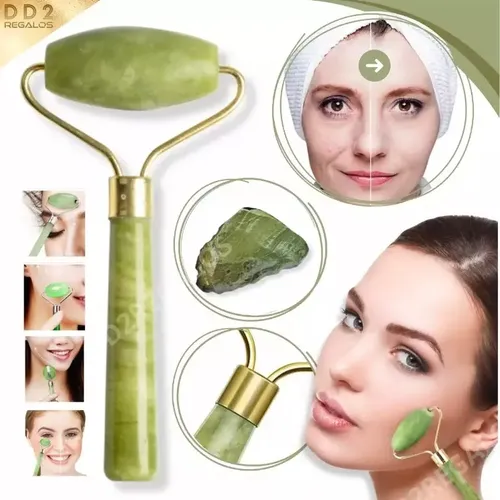 Masajeador Facial Corporal Rodillo Piedra Roller Jade Verde
