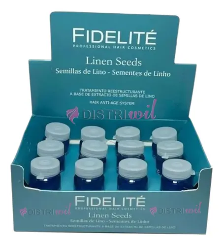 Caja De Ampollas Semillas De Lino Reestructurante Con Nutrientes Esenciales Hidratante Brillo Suavidad Fidelite X12 Unidades Uso Profesional Premium Salon Belleza