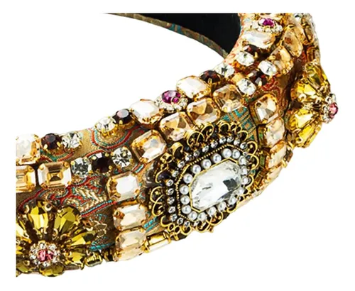 Diadema Bohemia Con Diamantes De Imitación, Aro Marrón