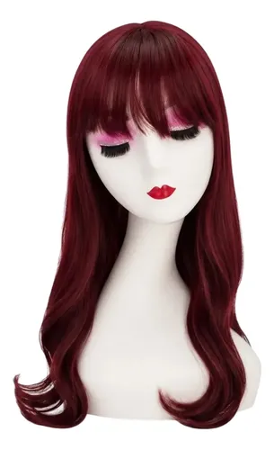 Peluca Topper Bisoñé Semi Opaca Estetica 50cm  Con Flequillo