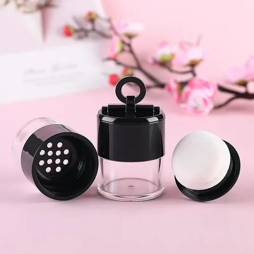 Set 2 Envases Polvo Suelto Con Puff 10 Ml Transparente