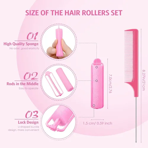 Rulos De Espuma Flexibles Para Pelo Rosa 43 Piezas