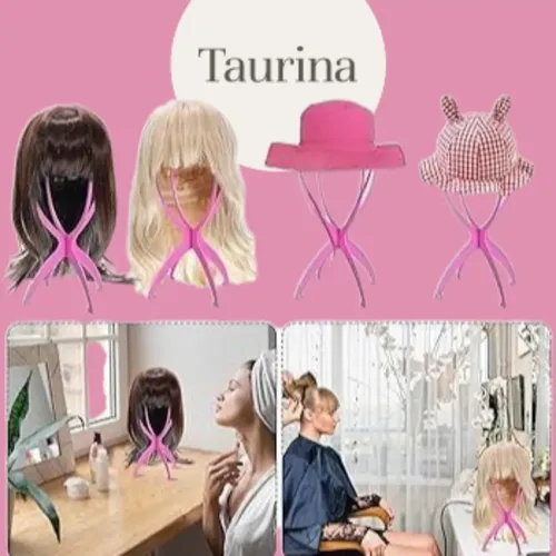 Porta Peluca Exhibidor Soporte Pelucas Taurina Color Rosa