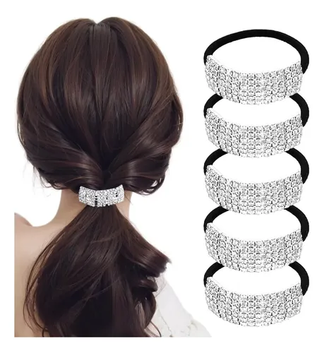 Set De 5 Ligas Para El Pelo Xiwstar Con Cristales De Strass