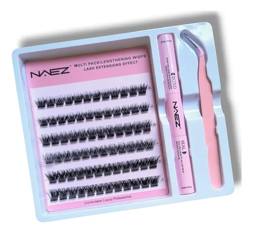 Pestañas Postizas Fly Cluster Con Kit Naez W02 0.07d Mix