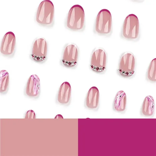 Uñas Postizas Cortas De Color Rosa