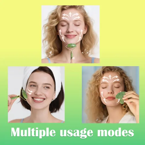 Rodillo Facial Jade Y Gua Sha Lsxkamix Masajeador Verde