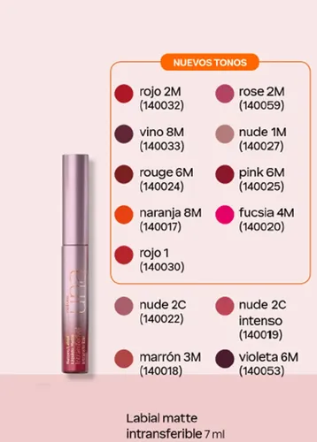 Natura Una Labial Liquido Intransferible Mate Fucsia 4 M