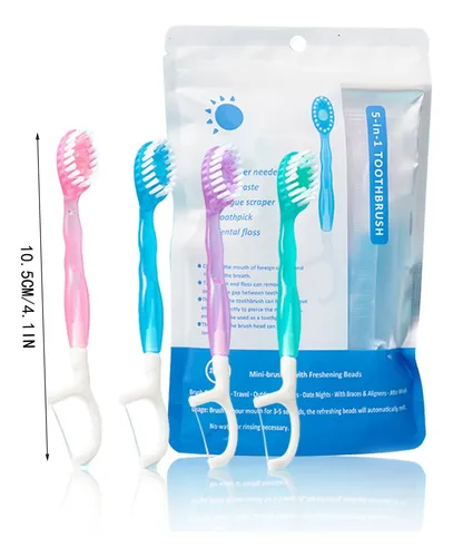 Mini Cepillo De Dientes Desechable Versátil Con Hilo Dental