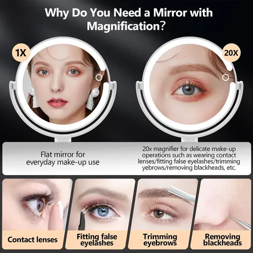Espejo De Maquillaje Miyadiva Con Aumento De 20 Aumentos Con