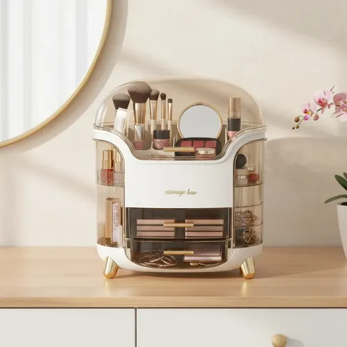 Capsula Organizadora De Maquillajes Make Up Tocador Blanco