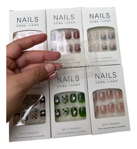Uñas Press On Nails Acrilico X 24 Unidades Practicas Fantasy