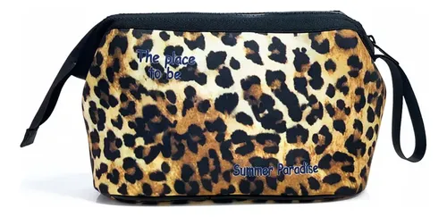 Bolso De Maquillaje Estampado Leopardo Para Viaje Y Tocador
