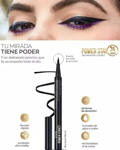 Delineador de Ojos Líquido Avon Power Stay Negro 24h