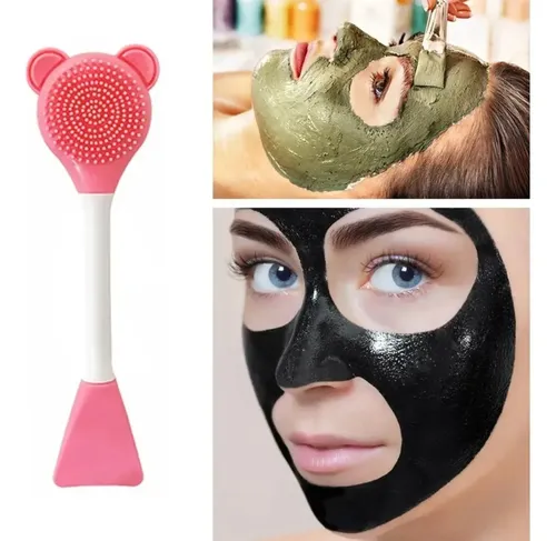 Cepillo Exfoliante Para Punto Negro Y Labios Limpiador Facial Con Espatula De Silicona osito Rebaratooo