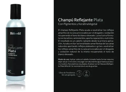 Shampoo Reflejante Plata Biferdil Combate Reflejos Amarillos