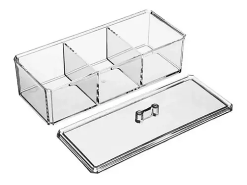 Organizador Acrilico 3 Divisiones Con Tapa