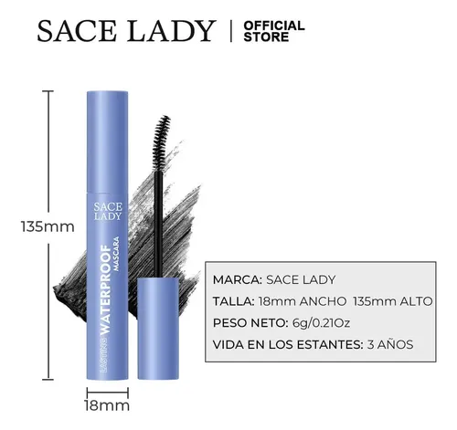 Sace Lady Máscara Impermeable Volumen Y Longitud, Negra,